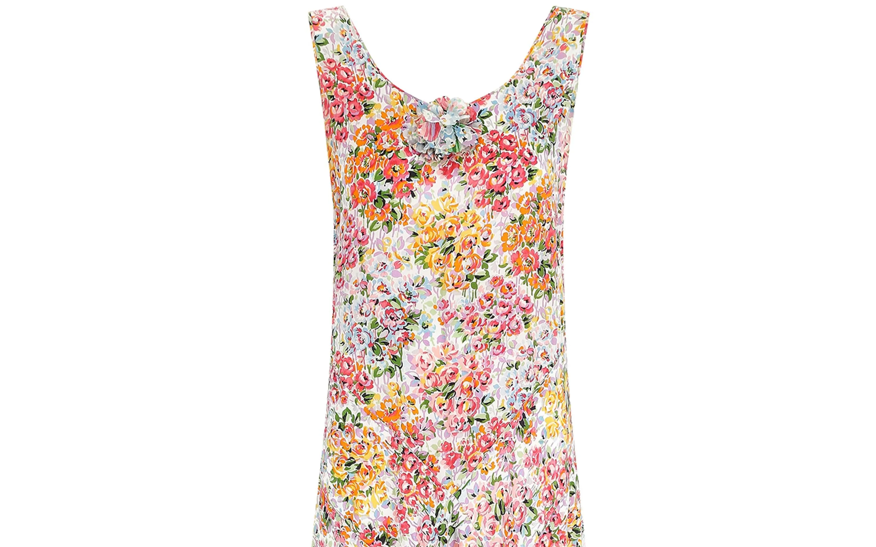 1930s Silk Floral Bias Cut Dress with Applique
