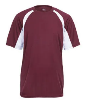 2144 Badger Youth B-Core Two-Tone Hook Performance Tee Cardinal/ White