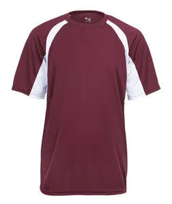 2144 Badger Youth B-Core Two-Tone Hook Performance Tee Cardinal/ White