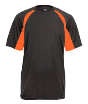 2144 Badger Youth B-Core Two-Tone Hook Performance Tee Graphite/ Safety Orange