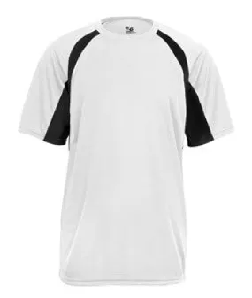 2144 Badger Youth B-Core Two-Tone Hook Performance Tee White/ Black