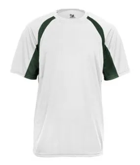 2144 Badger Youth B-Core Two-Tone Hook Performance Tee White/ Forest