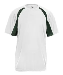 2144 Badger Youth B-Core Two-Tone Hook Performance Tee White/ Forest