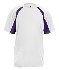 2144 Badger Youth B-Core Two-Tone Hook Performance Tee White/ Purple