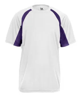 2144 Badger Youth B-Core Two-Tone Hook Performance Tee White/ Purple