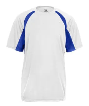2144 Badger Youth B-Core Two-Tone Hook Performance Tee White/ Royal