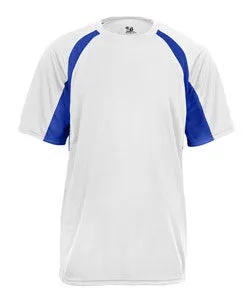2144 Badger Youth B-Core Two-Tone Hook Performance Tee White/ Royal