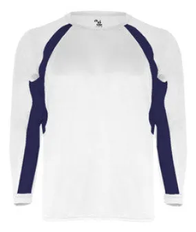 2154 Badger Youth Performance Long-Sleeve Hook Athletic Tee White/ Navy