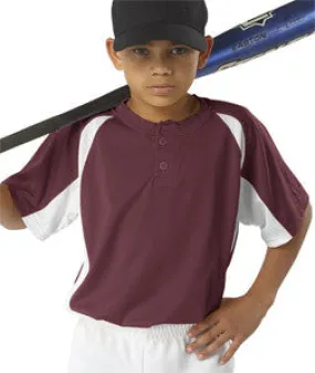 2938 Badger Youth Hook Henley Performance Tee Maroon/ White