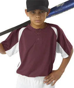 2938 Badger Youth Hook Henley Performance Tee Maroon/ White