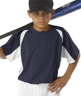 2938 Badger Youth Hook Henley Performance Tee Navy/ White