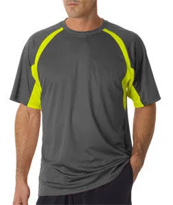 4144 Badger Adult B-Core Short-Sleeve Two-Tone Performance Hook Tee Graphite/ Safety Yellow