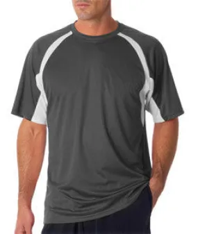 4144 Badger Adult B-Core Short-Sleeve Two-Tone Performance Hook Tee Graphite/ White