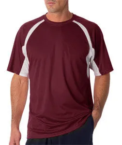 4144 Badger Adult B-Core Short-Sleeve Two-Tone Performance Hook Tee Maroon/ White