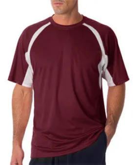 4144 Badger Adult B-Core Short-Sleeve Two-Tone Performance Hook Tee Maroon/ White