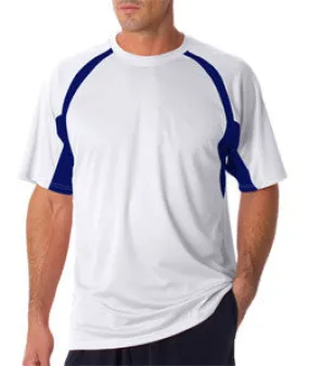 4144 Badger Adult B-Core Short-Sleeve Two-Tone Performance Hook Tee White/ Navy