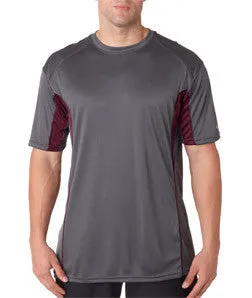 4147 Badger Adult Drive Performance Tee with Contrast Panels Graphite/ Maroon