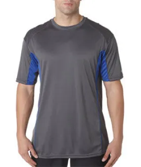 4147 Badger Adult Drive Performance Tee with Contrast Panels Graphite/ Royal