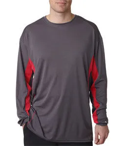 4157 Badger Adult Drive Long-Sleeve Performance Tee Graphite/ Red