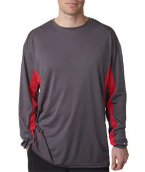 4157 Badger Adult Drive Long-Sleeve Performance Tee Graphite/ Red