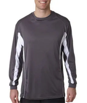 4157 Badger Adult Drive Long-Sleeve Performance Tee Graphite/ White