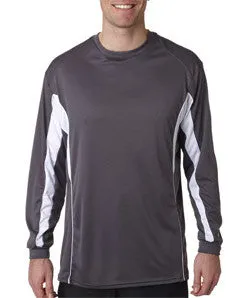4157 Badger Adult Drive Long-Sleeve Performance Tee Graphite/ White
