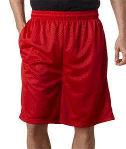 7219 Badger Adult 9" Poly Mesh Shorts With Pockets Red