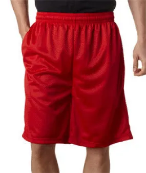 7219 Badger Adult 9" Poly Mesh Shorts With Pockets Red