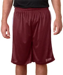 7241 Badger Adult 9" Challenger Poly Mesh Shorts Maroon/ White