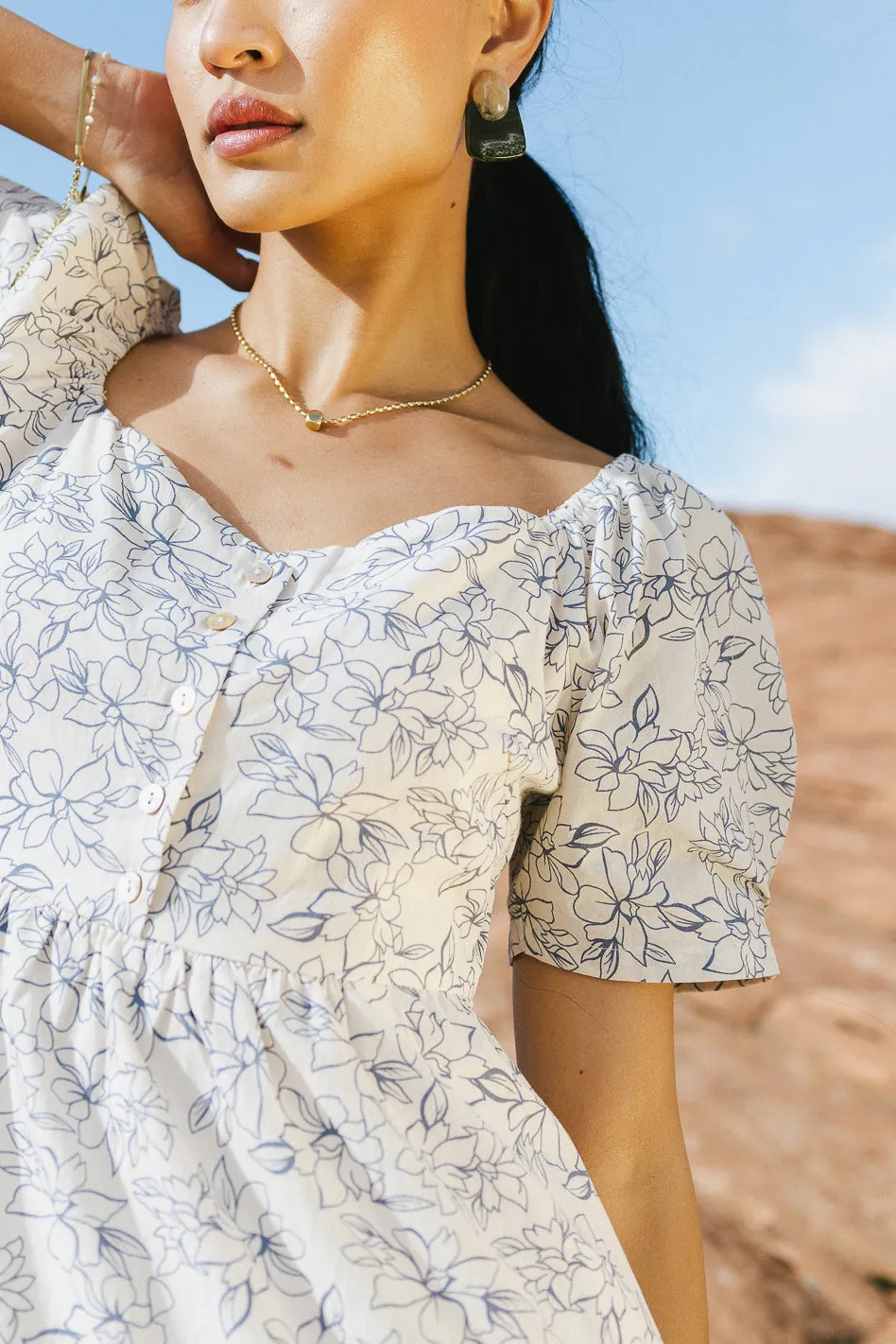Angelique Floral Dress in Blue