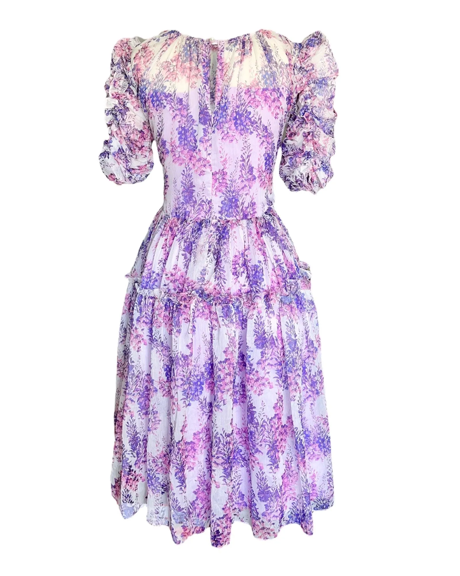Avera Floral Chiffon Pleated Dress (No Return/Exchange)