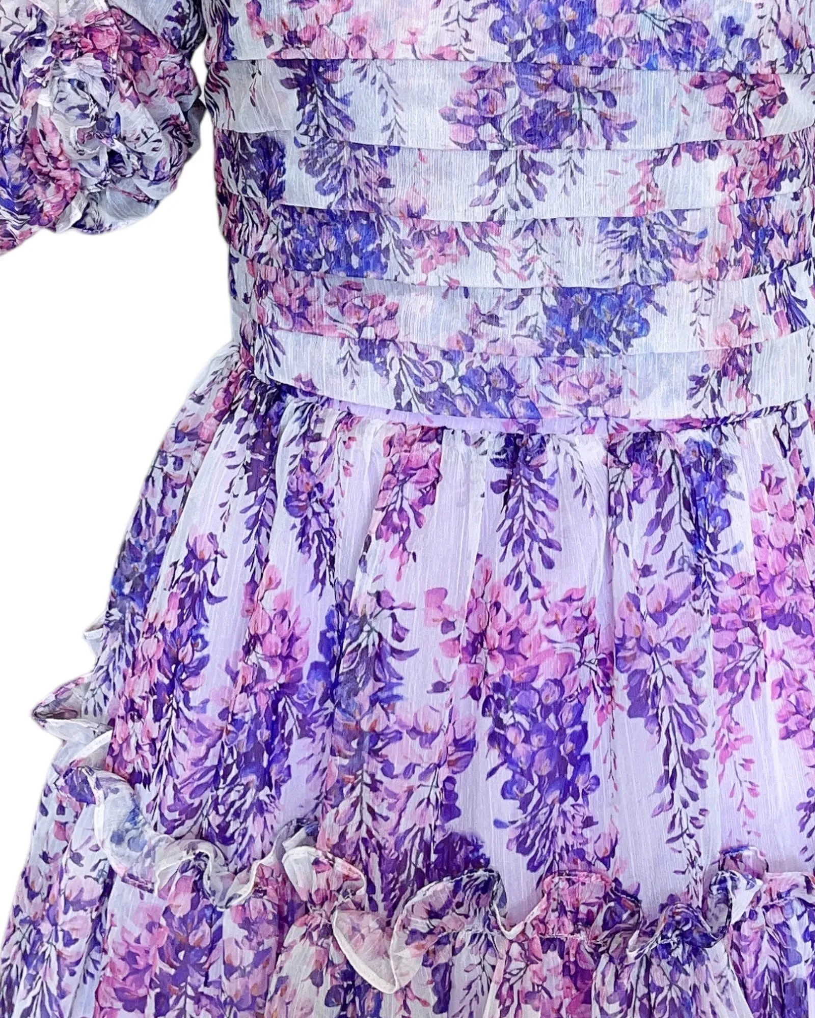 Avera Floral Chiffon Pleated Dress (No Return/Exchange)
