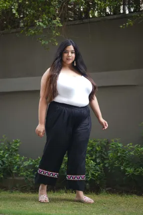 Black Rayon PrintedPalazzoPants - Trikona