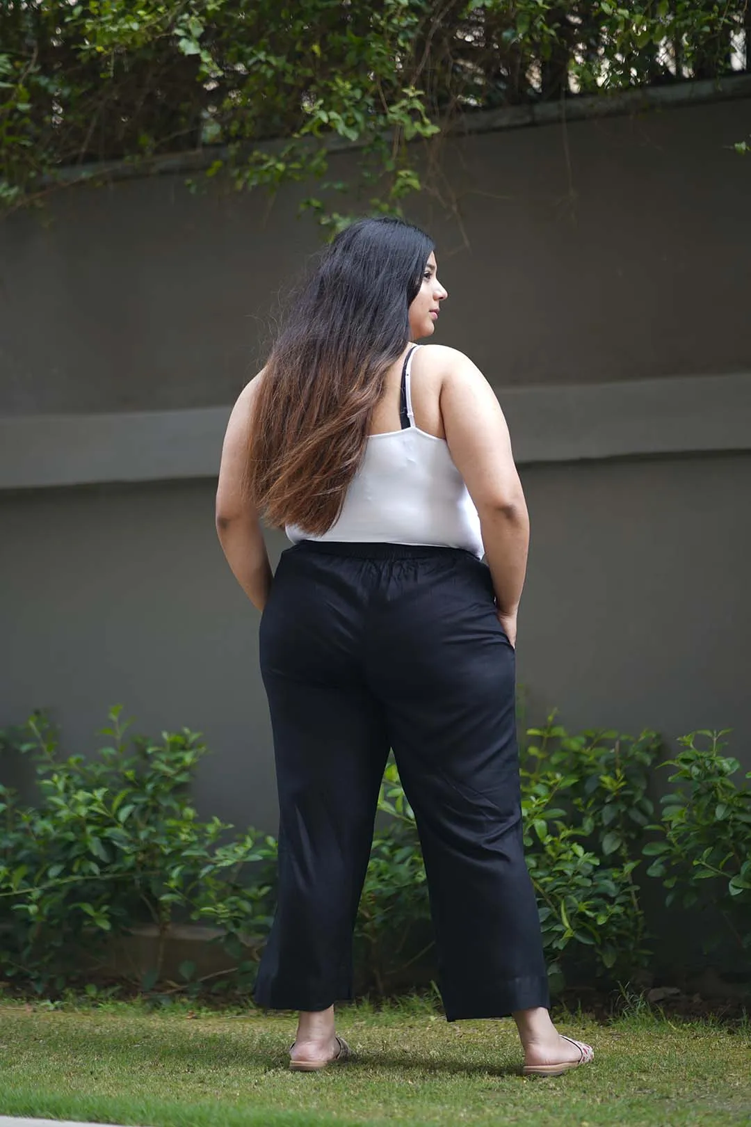 Black Rayon PrintedPalazzoPants - Trikona