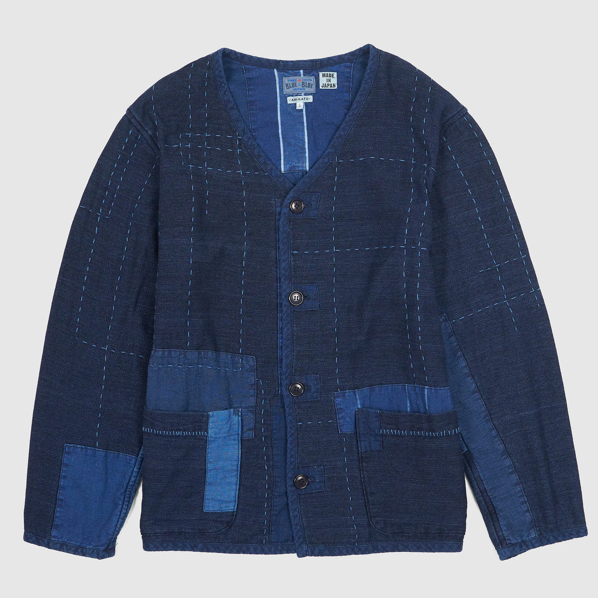 Blue Blue Japan Light Indigo Double Face Patchwork Sashiko Coverall