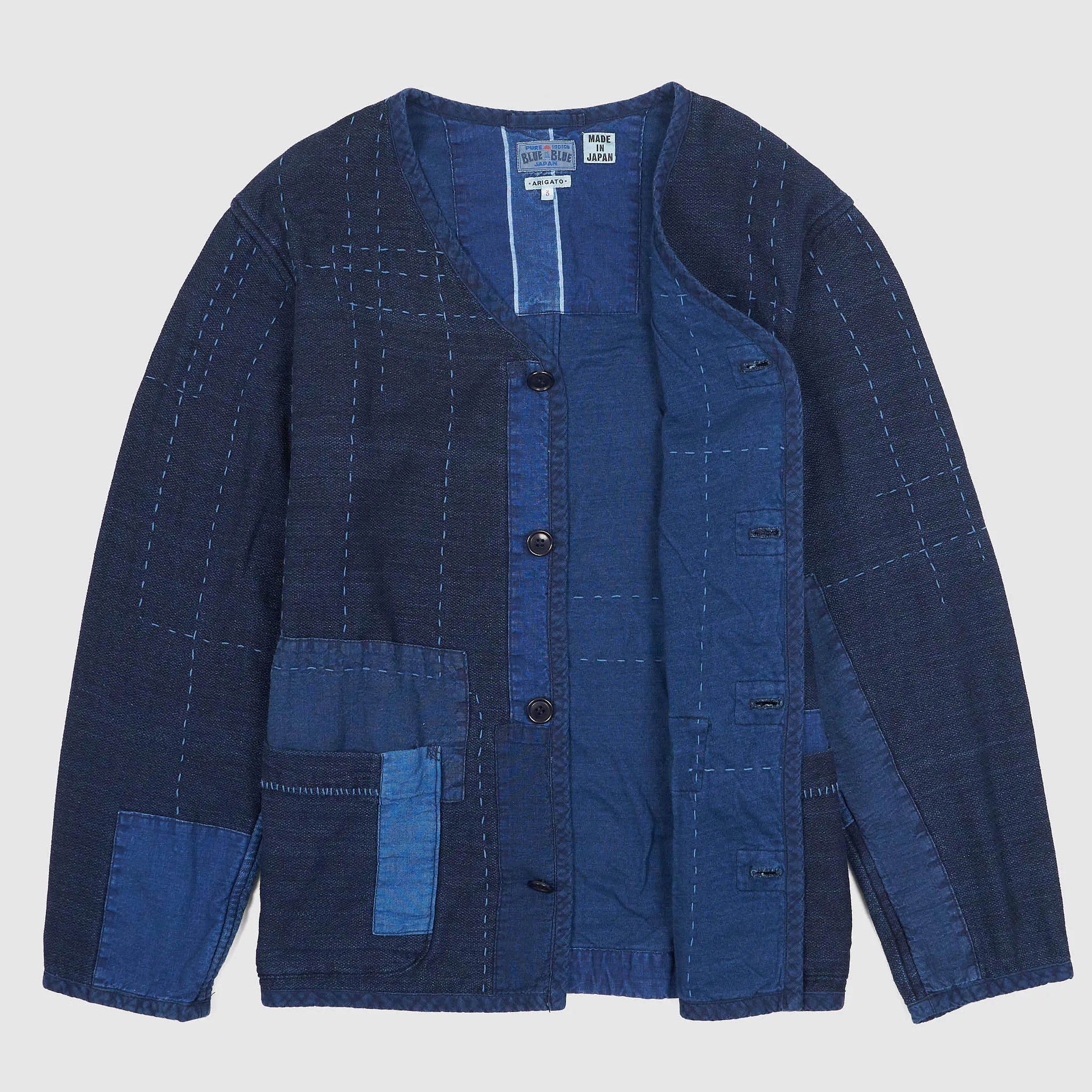 Blue Blue Japan Light Indigo Double Face Patchwork Sashiko Coverall