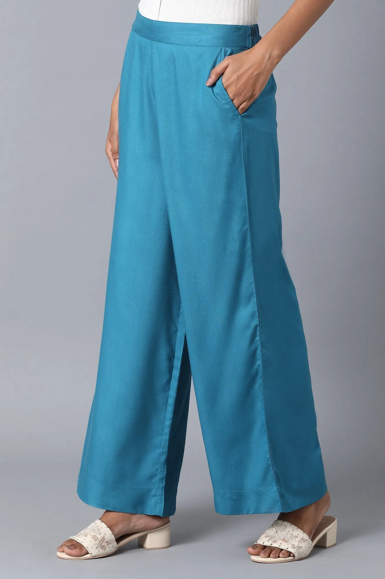 Blue Loose Fit Palazzo