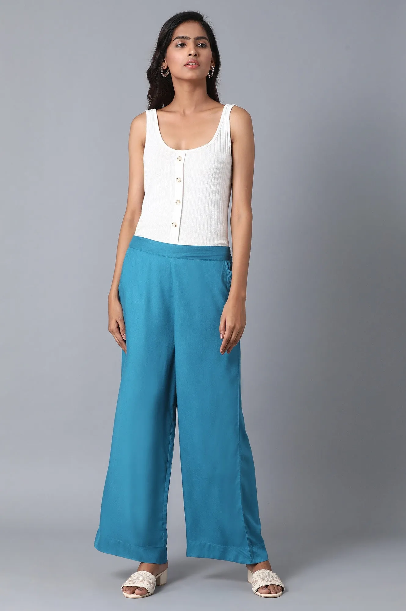 Blue Loose Fit Palazzo