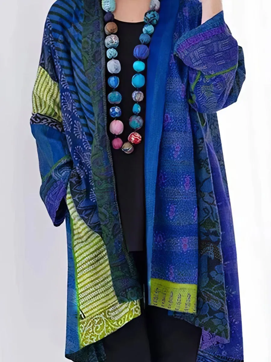 Bohemian Patchwork Long-Sleeve Cardigan