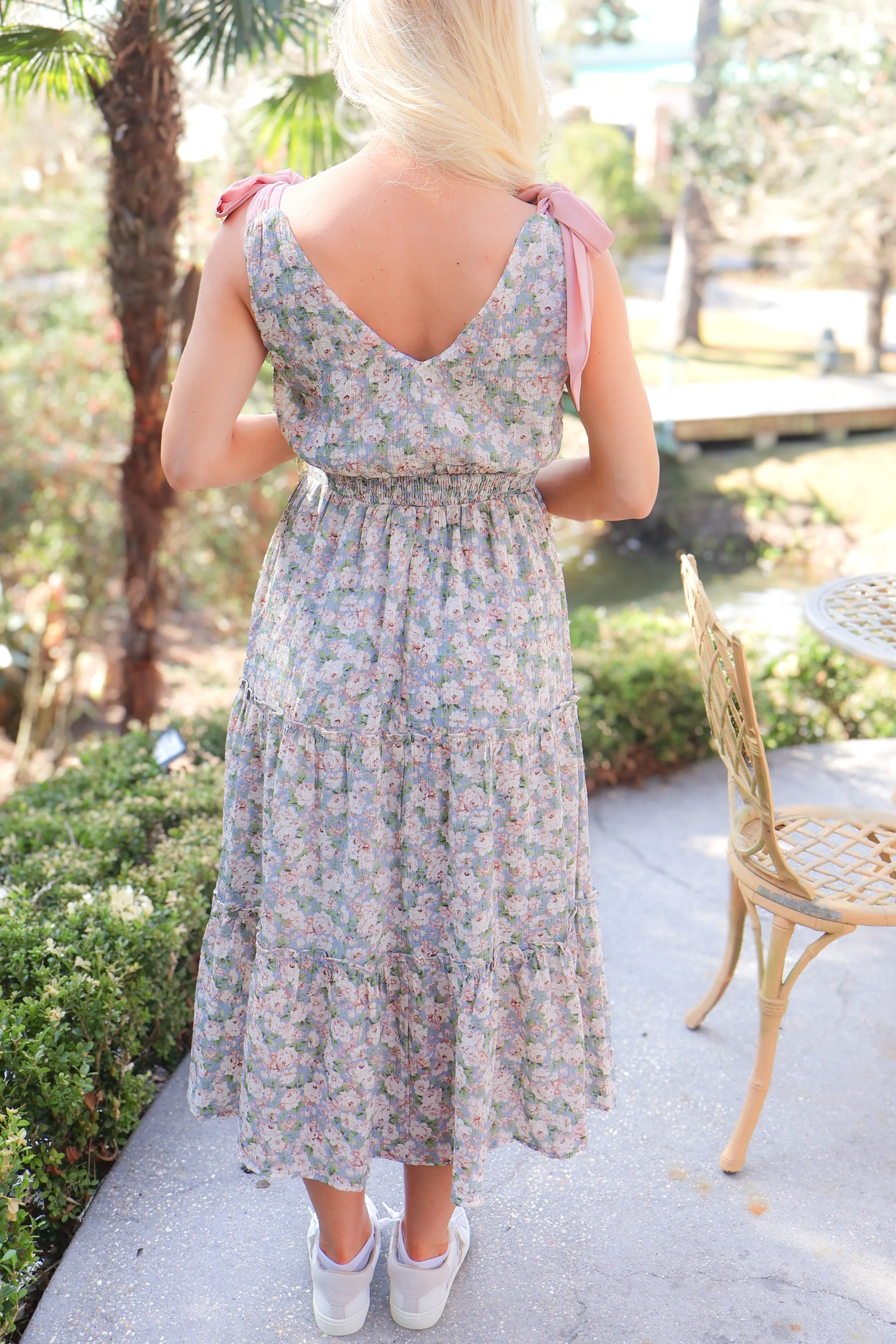 Boldest Bloom Bow Strap Midi Dress