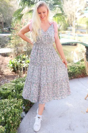 Boldest Bloom Bow Strap Midi Dress