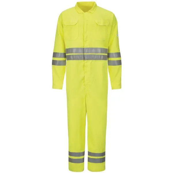 Bulwark Men's Long Hi-Vis Deluxe Coverall With Reflective Trim - Cooltouch 2 - 7 Oz.