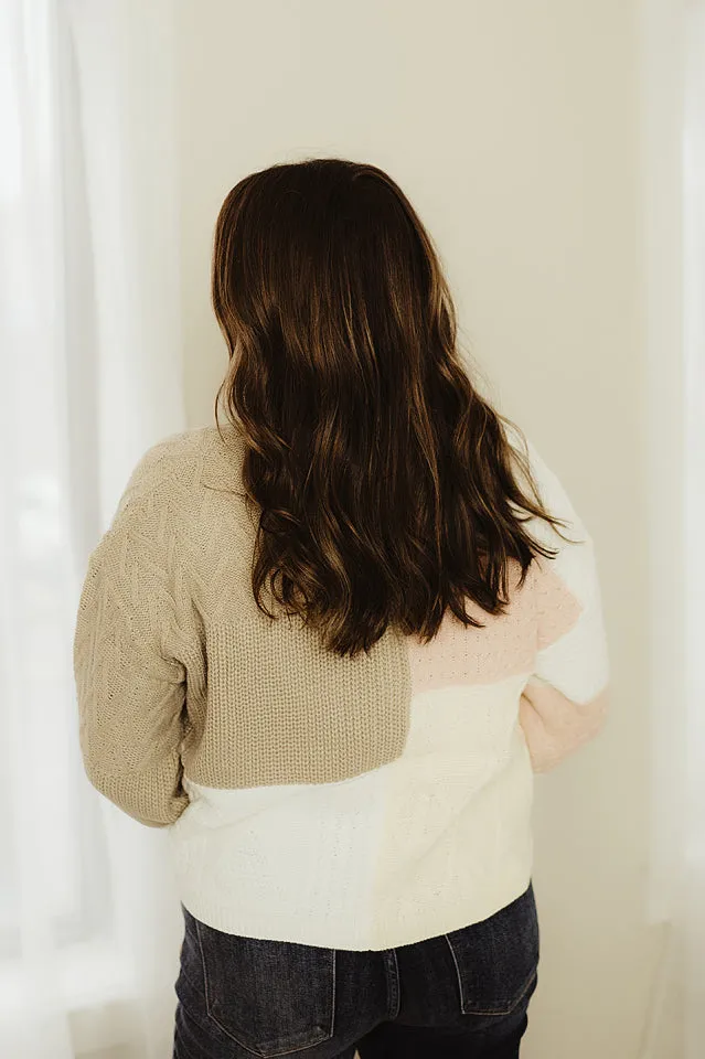 Cable Knit Patchwork Cardigan