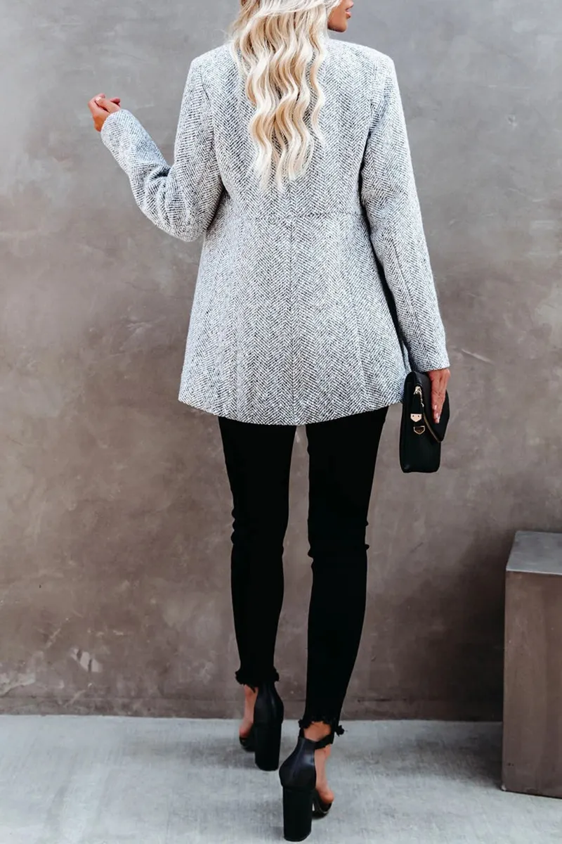 Casual Solid Patchwork Mandarin Collar