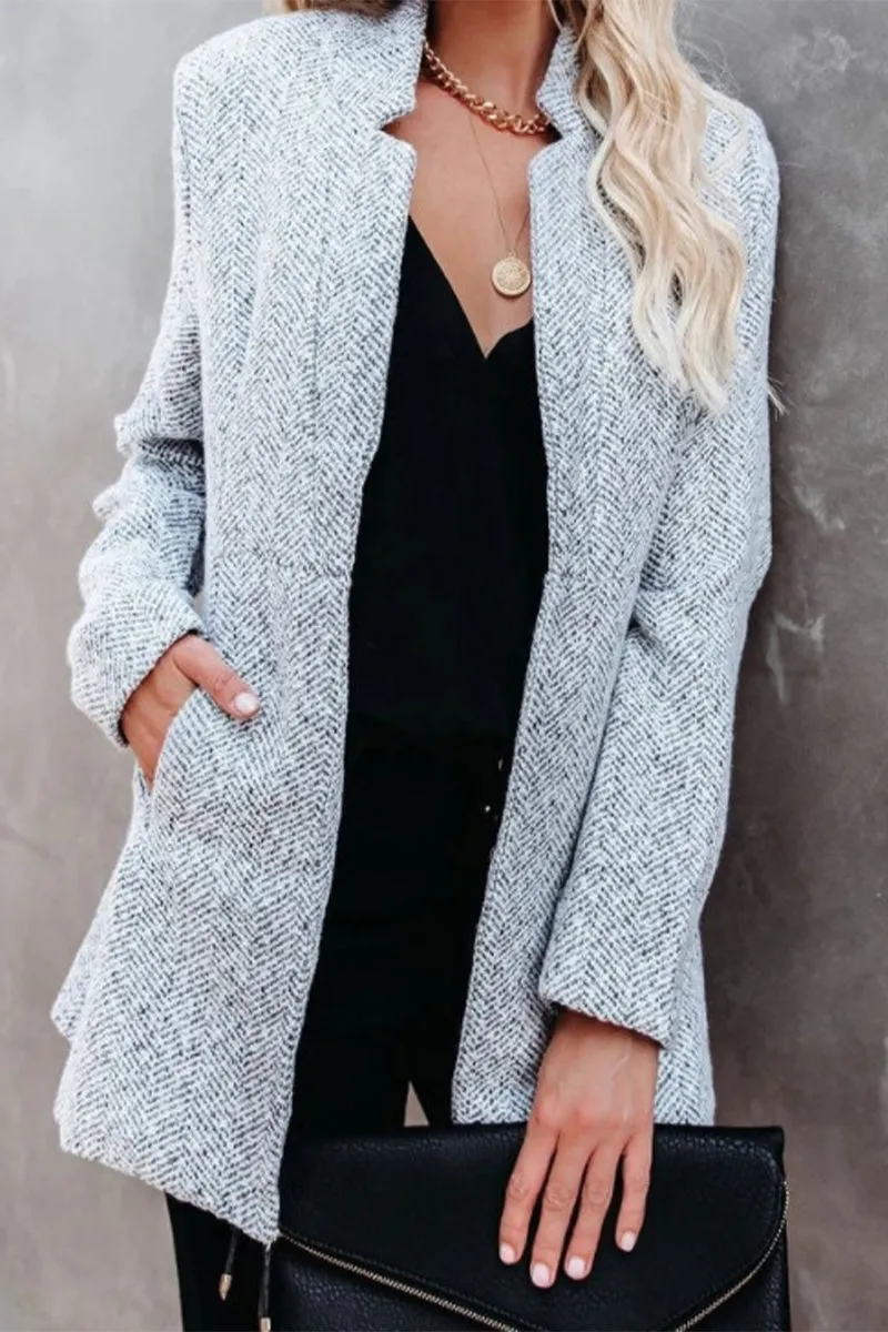 Casual Solid Patchwork Mandarin Collar
