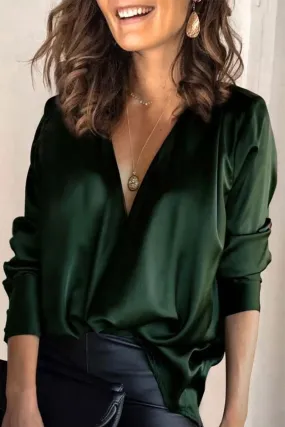Casual Solid Split Joint V Neck Blouses - A Must-Have Addition