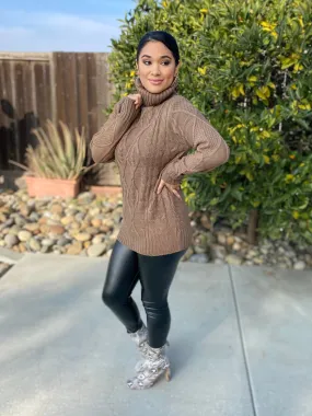 Chelsea Chunky Turtleneck Sweater (mocha)