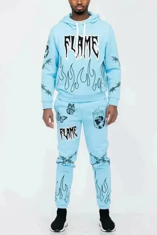 Chenille Flame Sweat Suit
