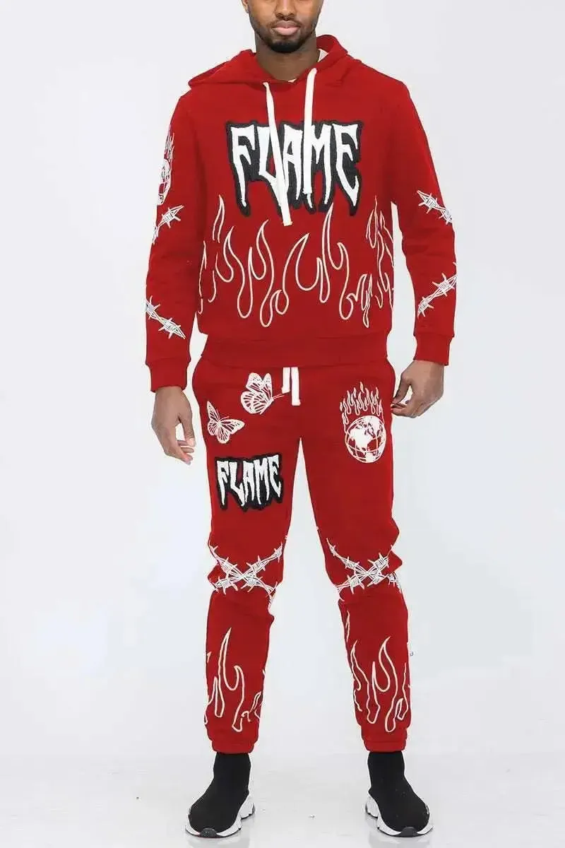 Chenille Flame Sweat Suit