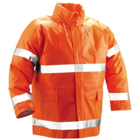 Comfort-Brite® Jacket - Fluorescent Orange-Red - Attached Hood - Silver Reflective Tape